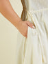 Janasya Women's Plus Size Off White Dobby Pure Cotton Self Design A-line Kurta Pant Set